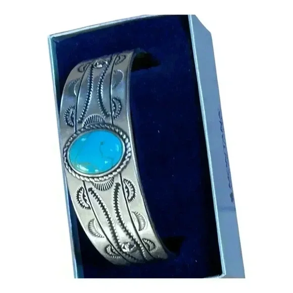 Montana Silversmiths Into The Blue Silver And Turquoise Cuff Bracelet. New